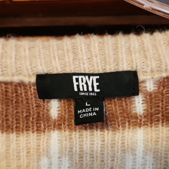 Frye Cream and Brown Geometric Women's Sweater Large - Picture 2 of 11